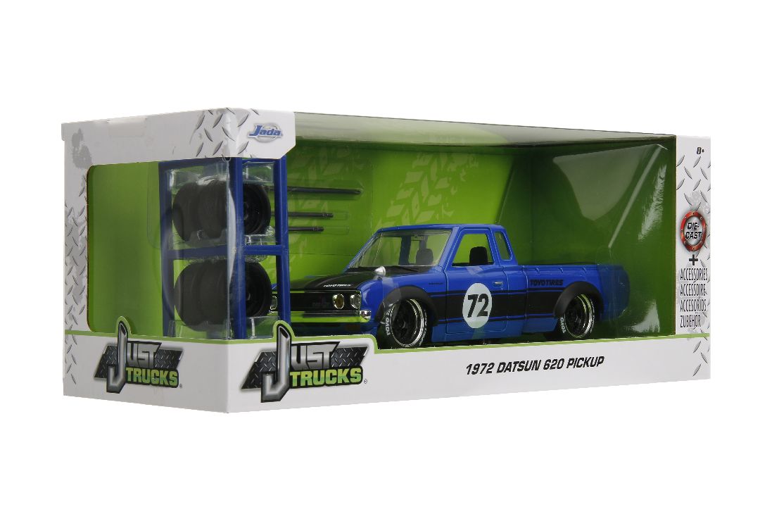 Jada 1/24 "Just Trucks" w/Rack 1972 Datsun 620 Pickup-Glossy Blu – image 16