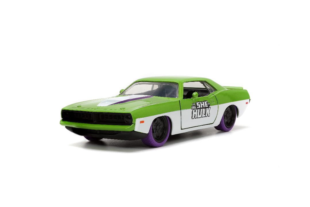 Jada 1/32 "Hollywood Rides" 1973 Plymouth Barracuda W/ She-Hulk – image 5