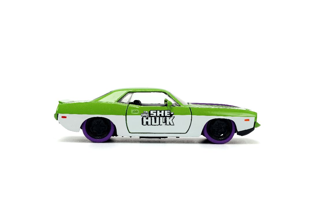 Jada 1/32 "Hollywood Rides" 1973 Plymouth Barracuda W/ She-Hulk – image 10