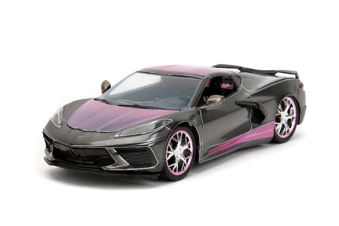 Jada 1/24 "Pink Slips" 2020 Corvette Stingray-Metallic Grey/Pink – image 2