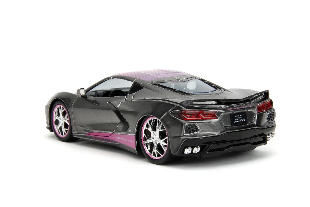 Jada 1/24 "Pink Slips" 2020 Corvette Stingray-Metallic Grey/Pink – image 4