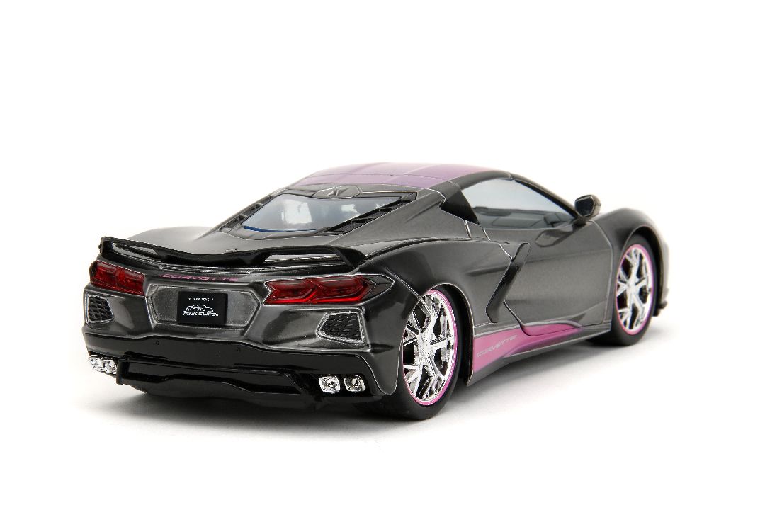 Jada 1/24 "Pink Slips" 2020 Corvette Stingray-Metallic Grey/Pink – image 6