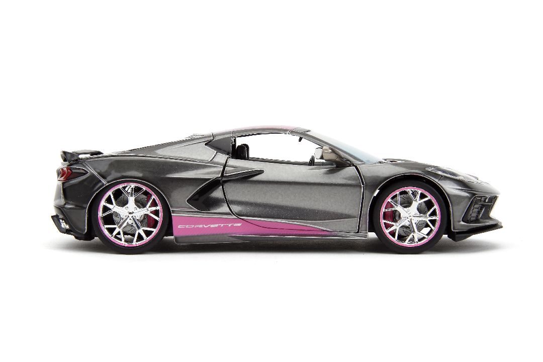 Jada 1/24 "Pink Slips" 2020 Corvette Stingray-Metallic Grey/Pink – image 7