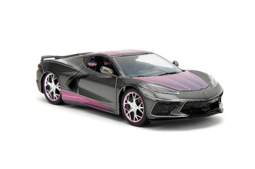Jada 1/24 "Pink Slips" 2020 Corvette Stingray-Metallic Grey/Pink – image 8