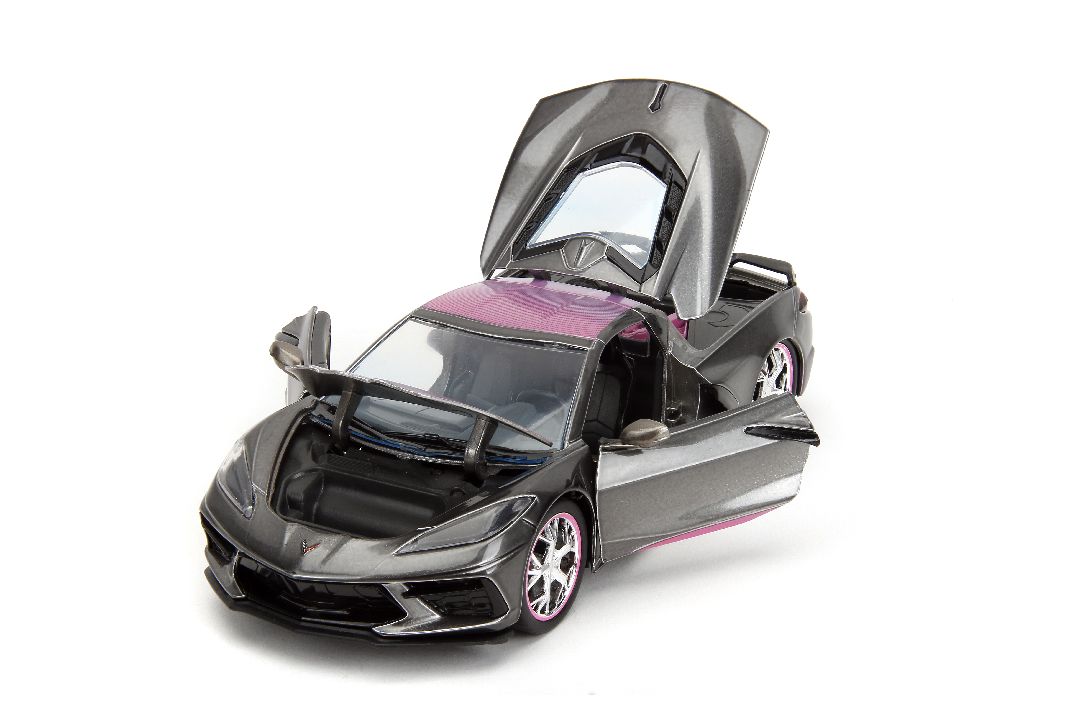 Jada 1/24 "Pink Slips" 2020 Corvette Stingray-Metallic Grey/Pink – image 11