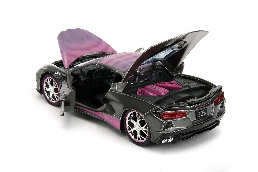 Jada 1/24 "Pink Slips" 2020 Corvette Stingray-Metallic Grey/Pink – image 12