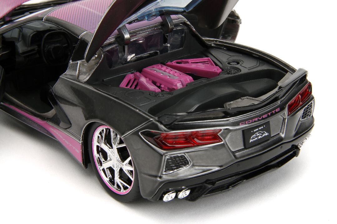 Jada 1/24 "Pink Slips" 2020 Corvette Stingray-Metallic Grey/Pink – image 14