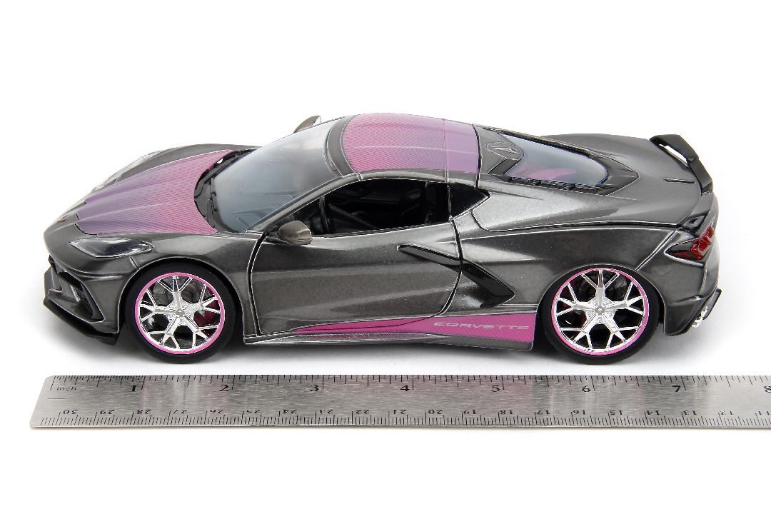 Jada 1/24 "Pink Slips" 2020 Corvette Stingray-Metallic Grey/Pink – image 15