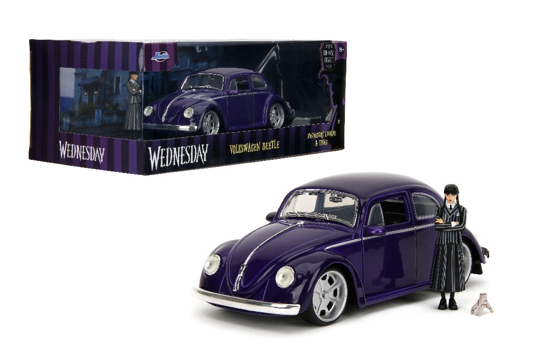 Jada 1/24 "Hollywood Rides" 1959 VW Beetle w/ Wednesday Addams – image 11
