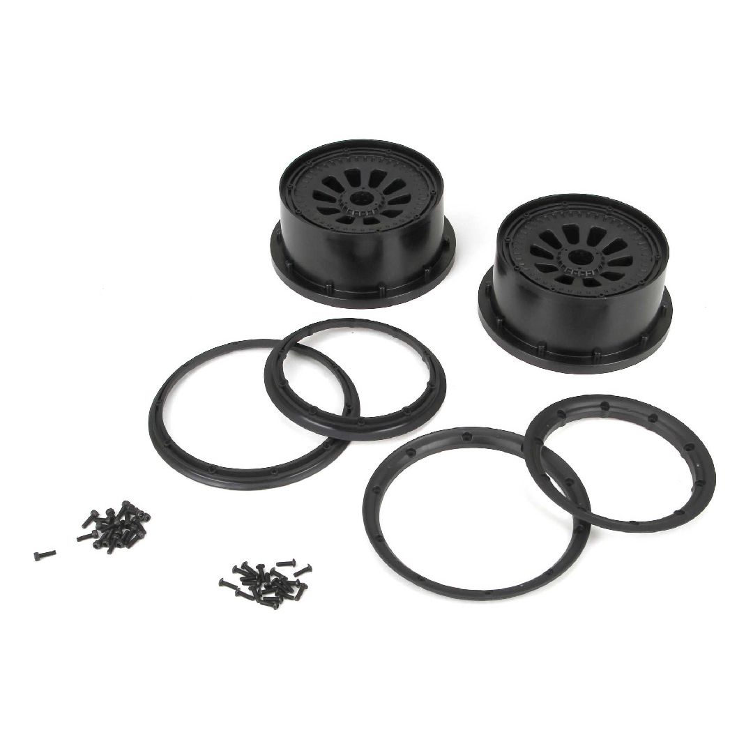 Losi 1/5 Wheel & Beadlock Set, 24mm Hex, Black (2), 5T – image 2