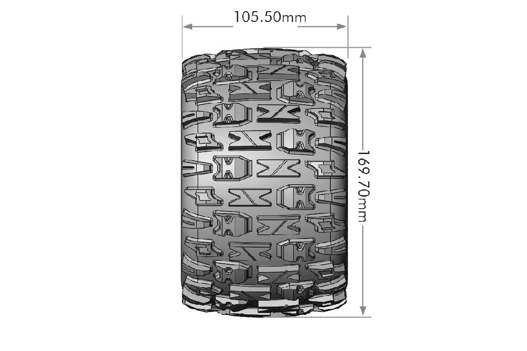 Louise R/C MT-Pioneer 3.8"-1/2" Offset Black Whls 6.7" OD (2) – image 2