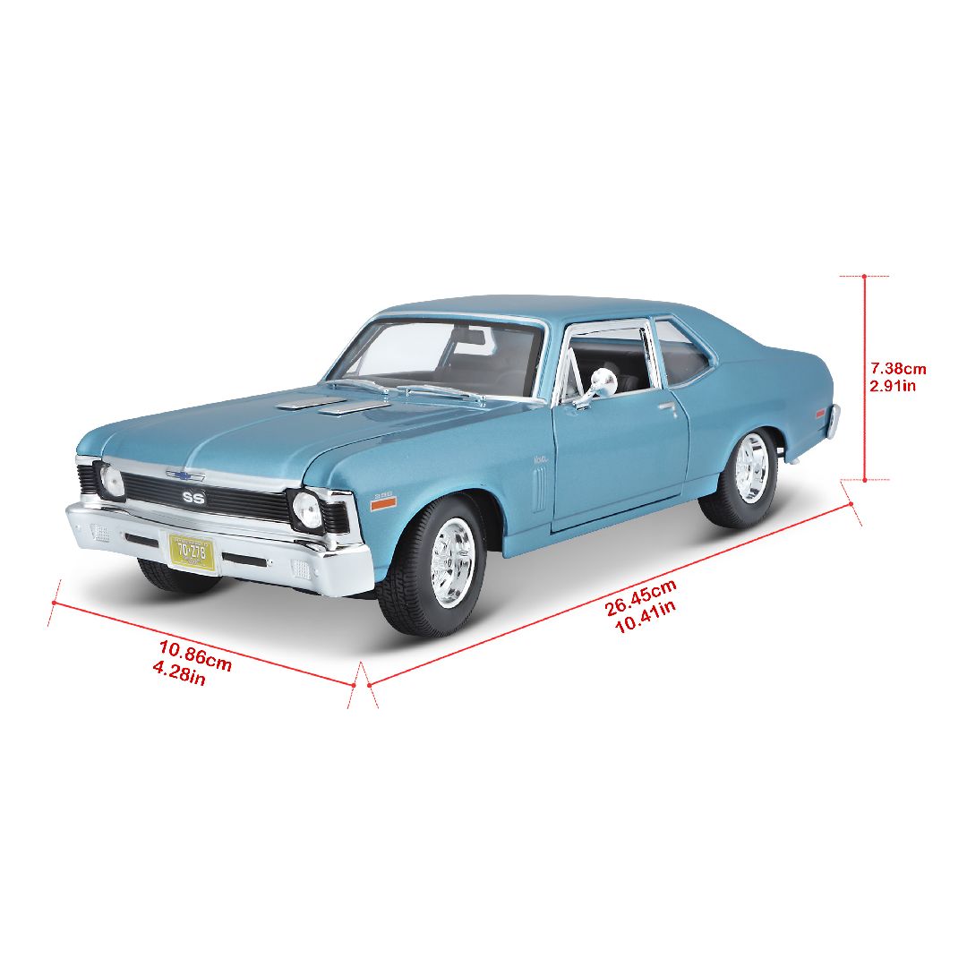Maisto 1/18 SE 1970 Chevrolet Nova SS Coupe - Metallic Blue – image 9