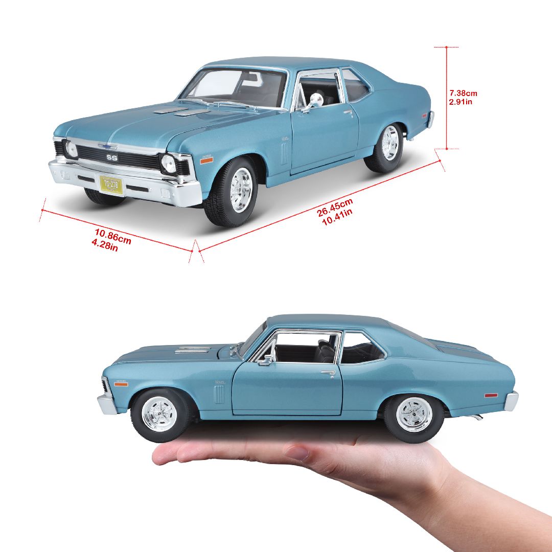 Maisto 1/18 SE 1970 Chevrolet Nova SS Coupe - Metallic Blue – image 10