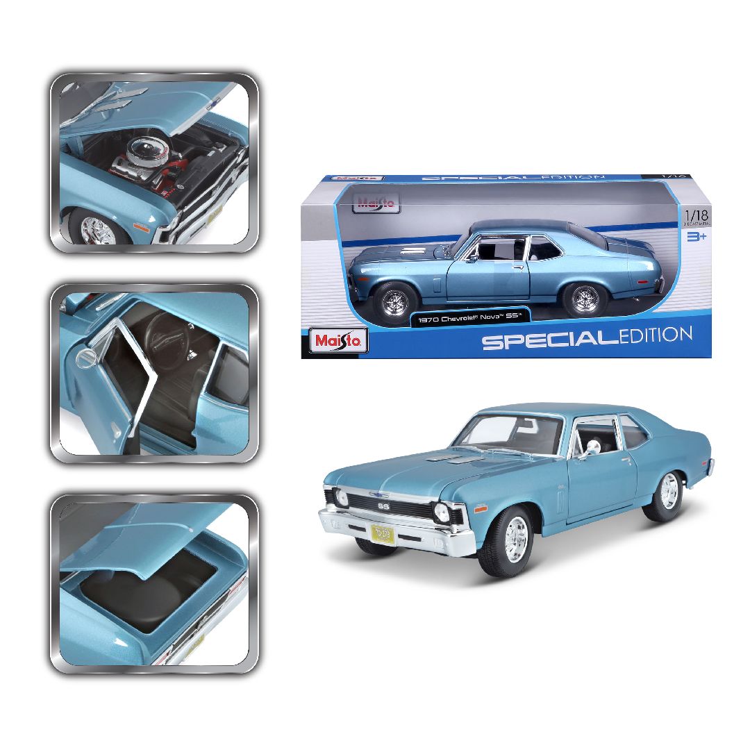 Maisto 1/18 SE 1970 Chevrolet Nova SS Coupe - Metallic Blue – image 13