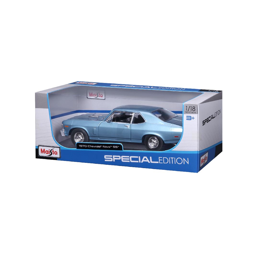 Maisto 1/18 SE 1970 Chevrolet Nova SS Coupe - Metallic Blue – image 14