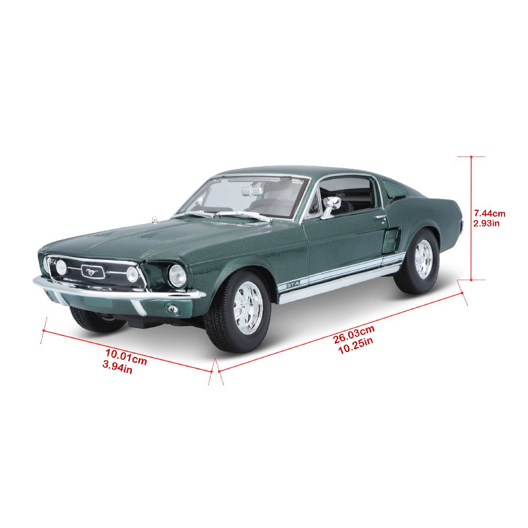 Maisto 1/18 SE 1967 Ford Mustang GTA Fastback - Metallic Green – image 8