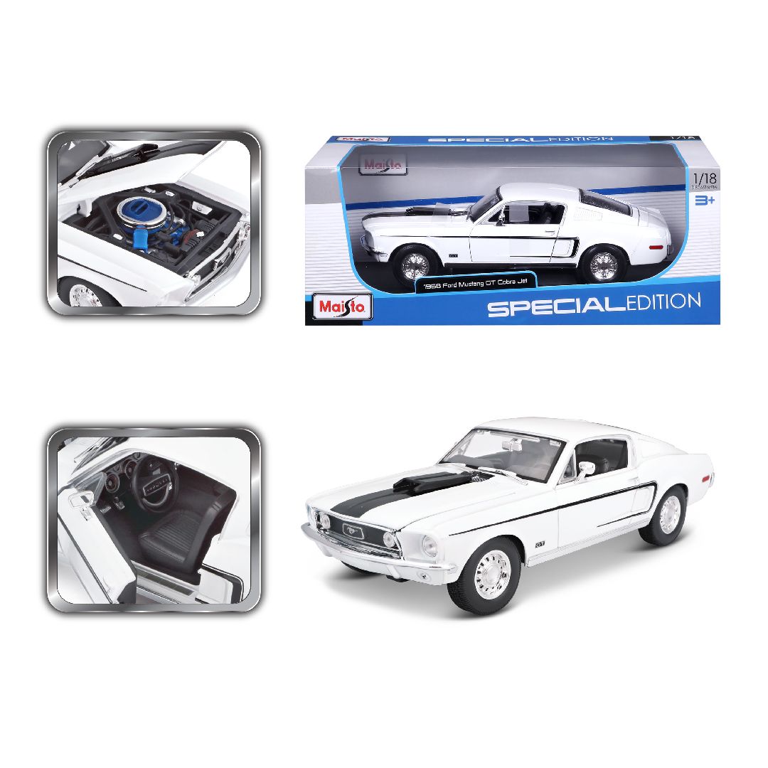 Maisto 1/18 SE 1968 Ford Mustang GT Cobra Jet  - White – image 2