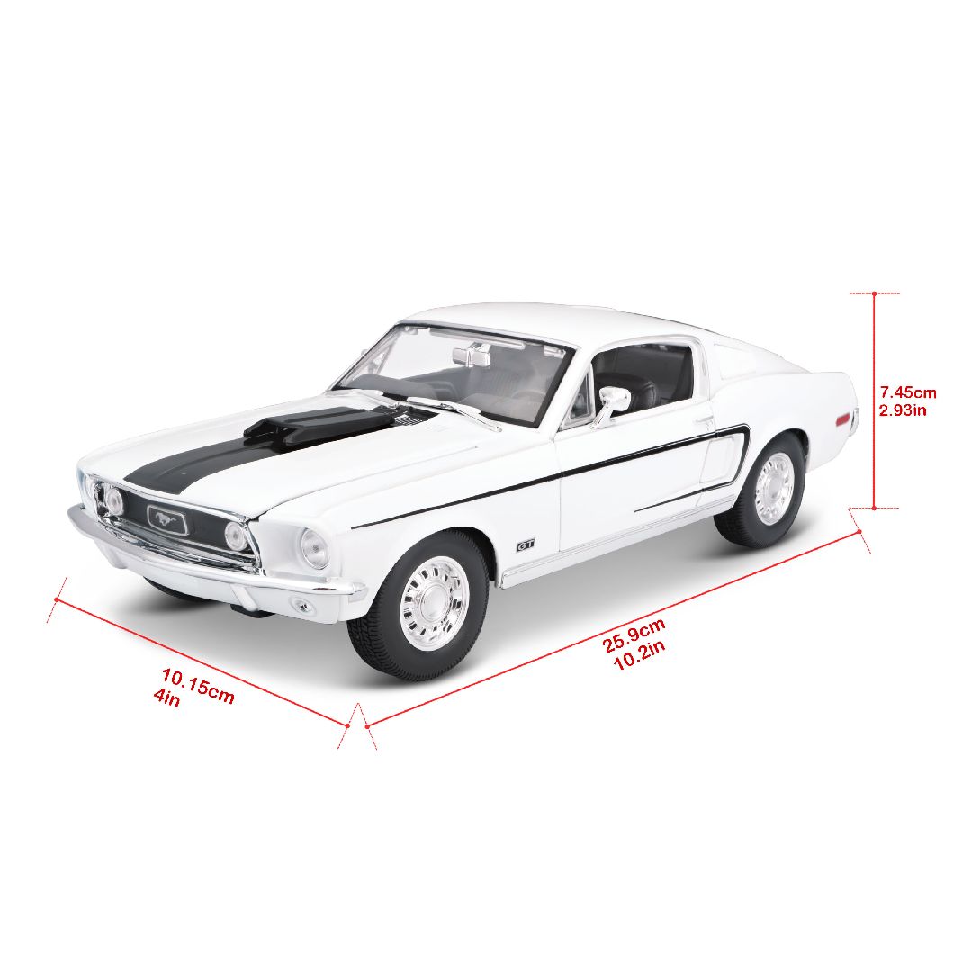 Maisto 1/18 SE 1968 Ford Mustang GT Cobra Jet  - White – image 17