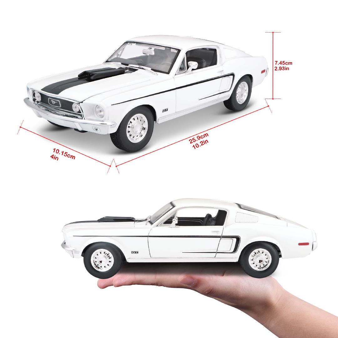 Maisto 1/18 SE 1968 Ford Mustang GT Cobra Jet  - White – image 18