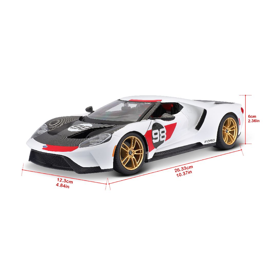 Maisto 1/18 SE 2021 GT Heritage Series - White/Black/Red#98 – image 8