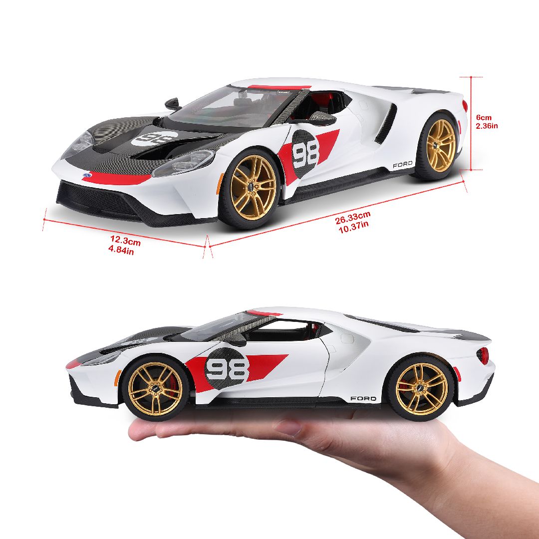 Maisto 1/18 SE 2021 GT Heritage Series - White/Black/Red#98 – image 9