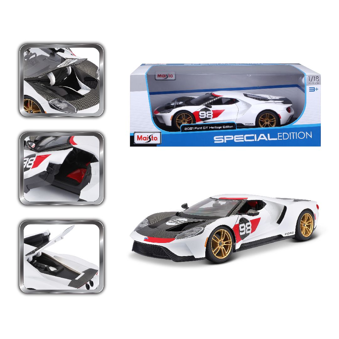 Maisto 1/18 SE 2021 GT Heritage Series - White/Black/Red#98 – image 11