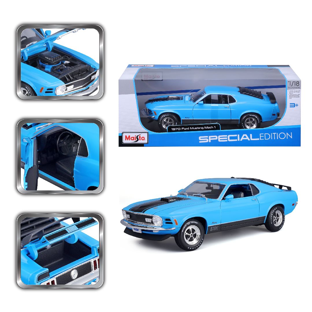 Maisto 1/18 SE 1970 Ford Mustang Mach 1 - Blue – image 10