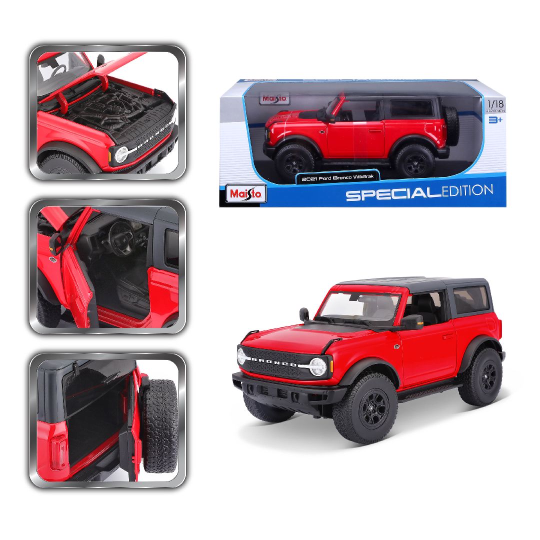 Maisto 1/18 SE 2021 Ford Bronco Wildtrak 2dr (Red) – image 3