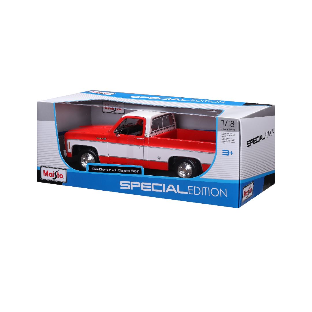Maisto 1/18 SE 1974 Chevrolet C10 Cheyenne Super - Red/White – image 5