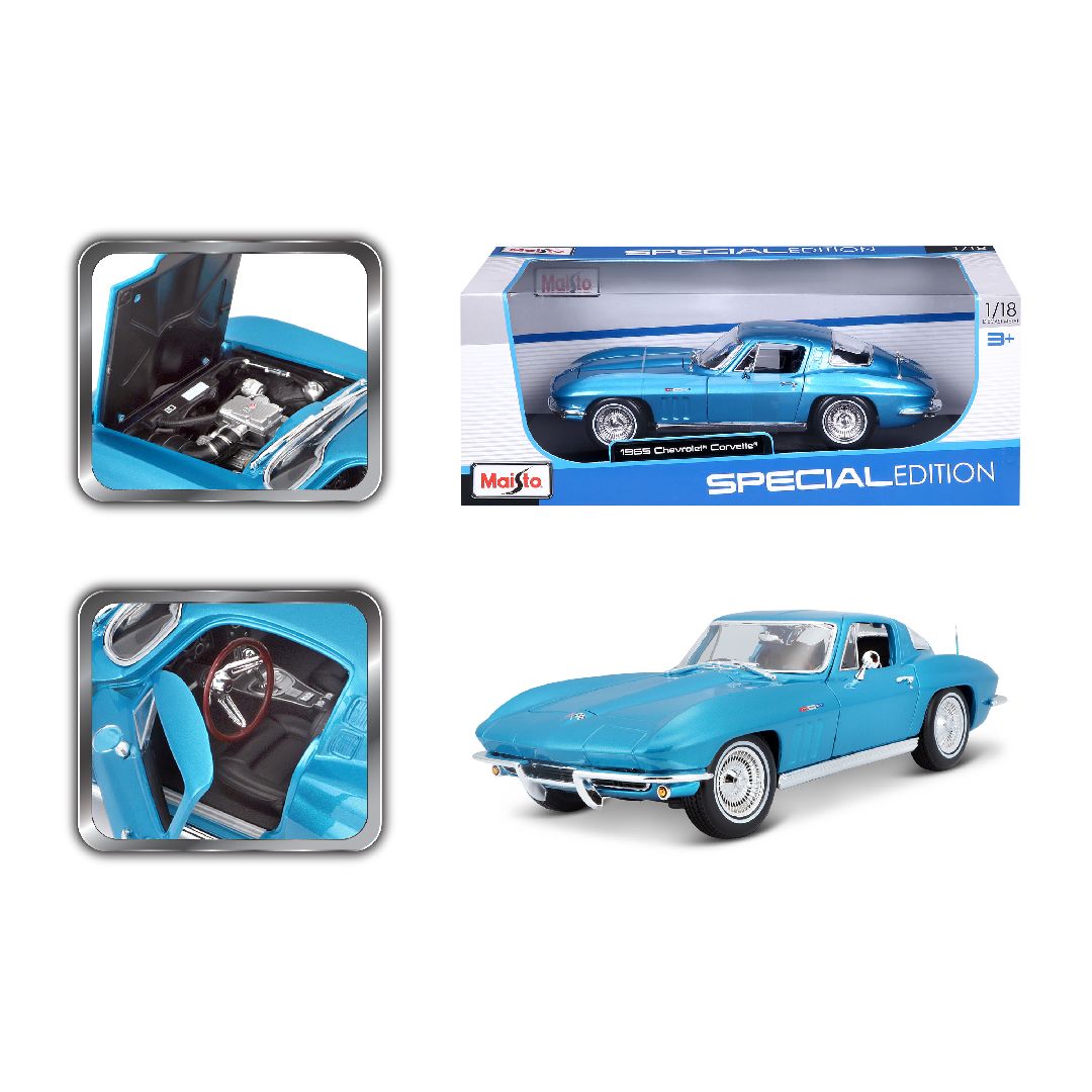 Maisto 1/18 SE 1965 Chevrolet Corvette (Metallic Light Blue) – image 3