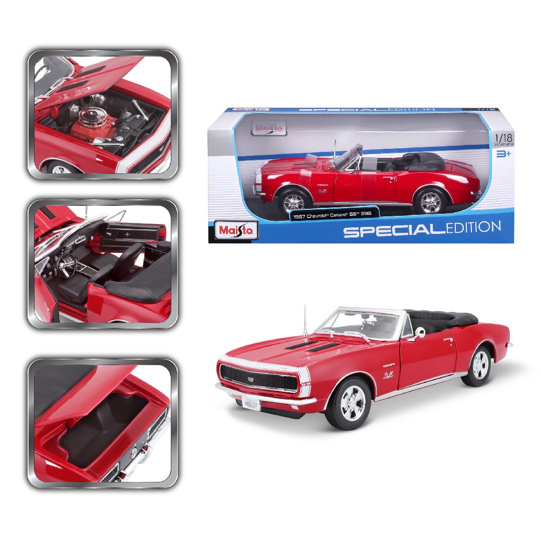 Maisto 1/18 SE 1967 Chevrolet Camaro SS 396 Convertable  - Red – image 2