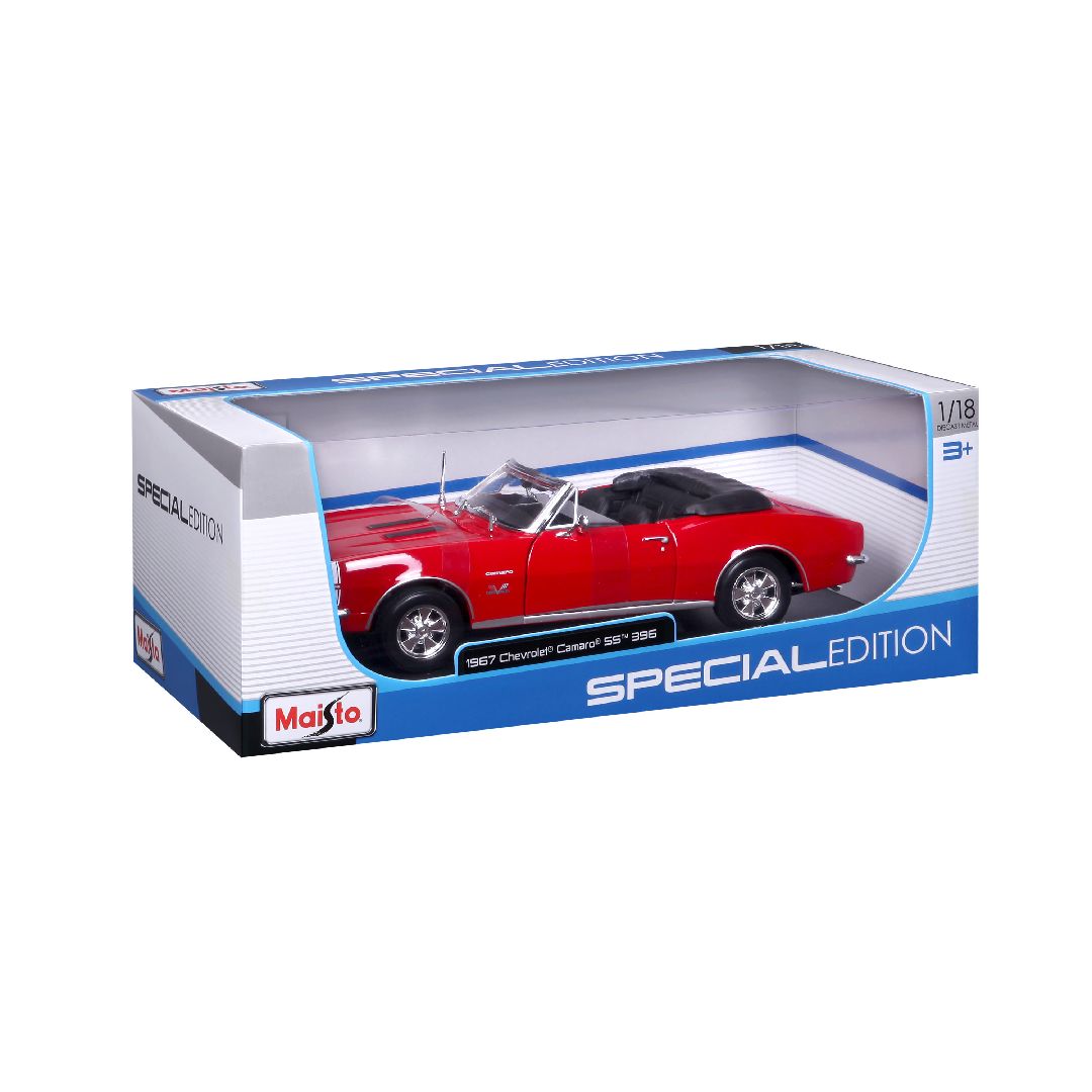Maisto 1/18 SE 1967 Chevrolet Camaro SS 396 Convertable  - Red – image 3