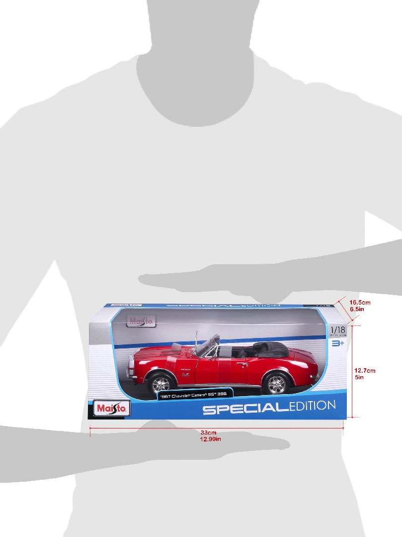 Maisto 1/18 SE 1967 Chevrolet Camaro SS 396 Convertable  - Red – image 19