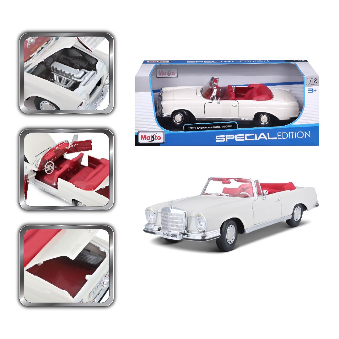 Maisto 1/18 SE 1967 Mercedes-Benz 280SE Cabrio - Cream – image 3