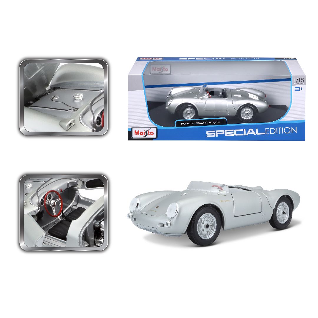 Maisto 1/18 SE 1956 Porsche 550A Spyder (Silver) – image 3