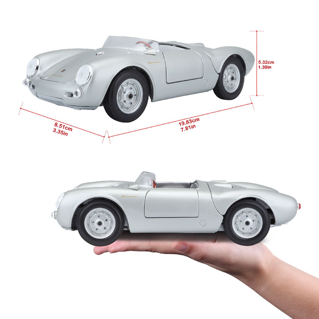 Maisto 1/18 SE 1956 Porsche 550A Spyder (Silver) – image 14