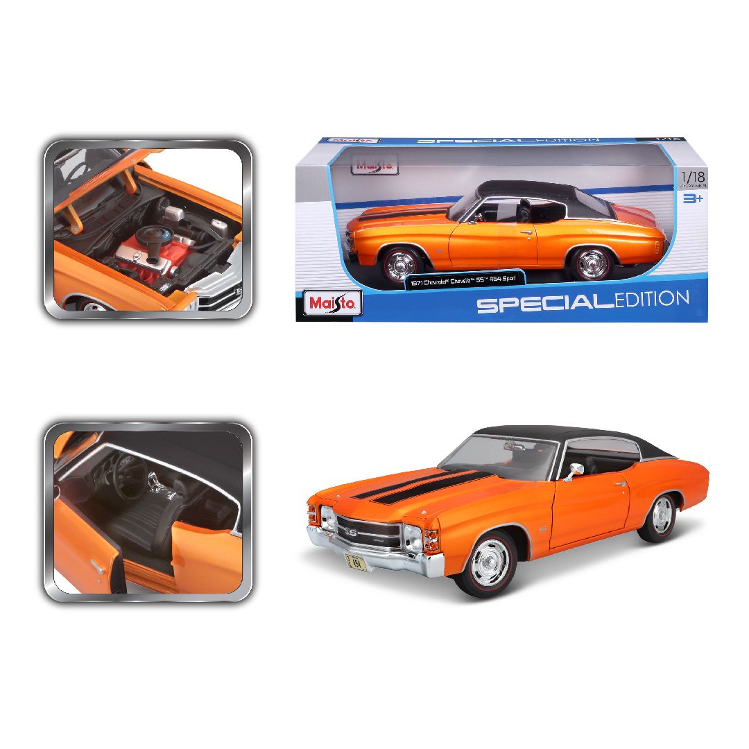 Maisto 1/18 SE 1971 Chevrolet Chevelle SS 454 Cpe (Orange) – image 3