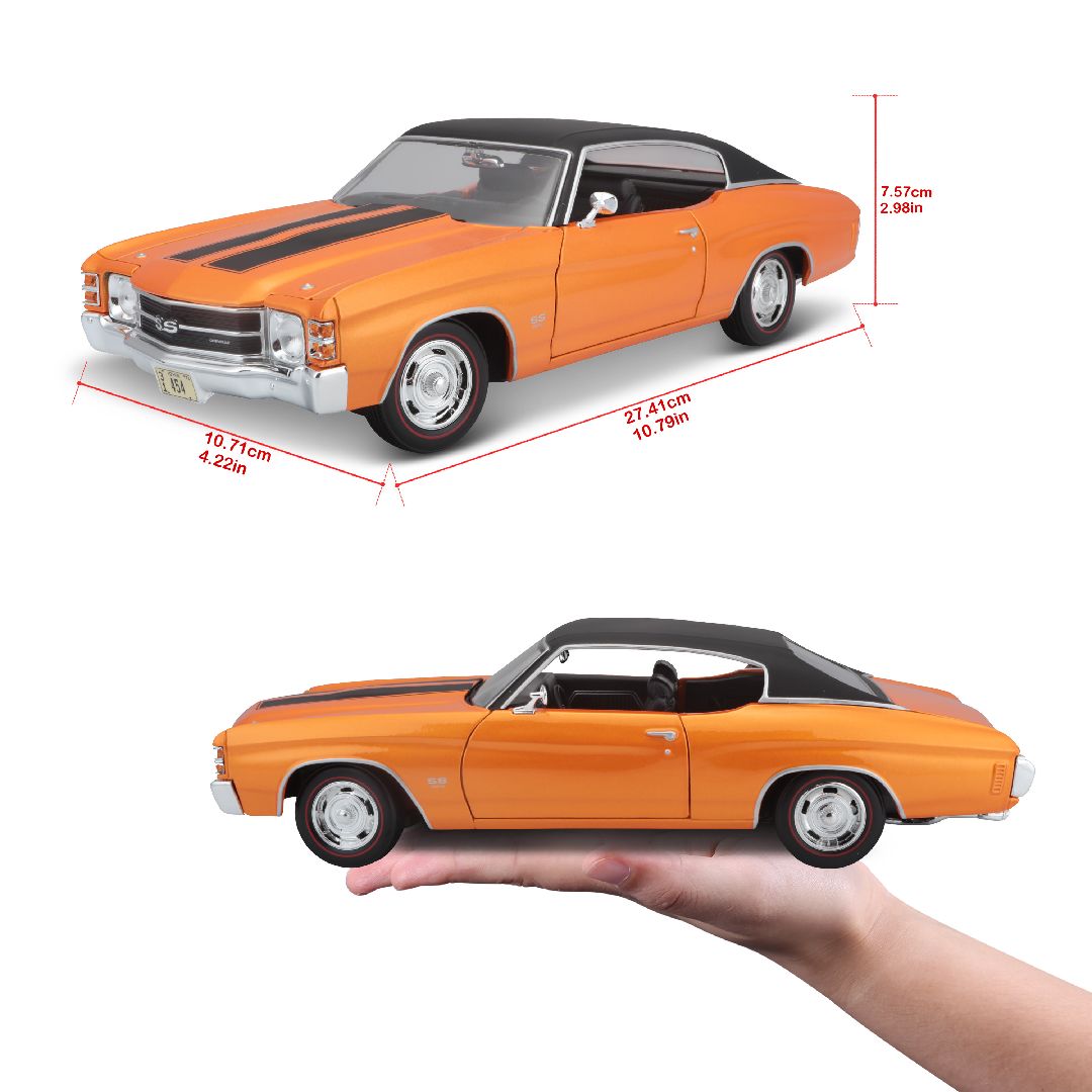 Maisto 1/18 SE 1971 Chevrolet Chevelle SS 454 Cpe (Orange) – image 12