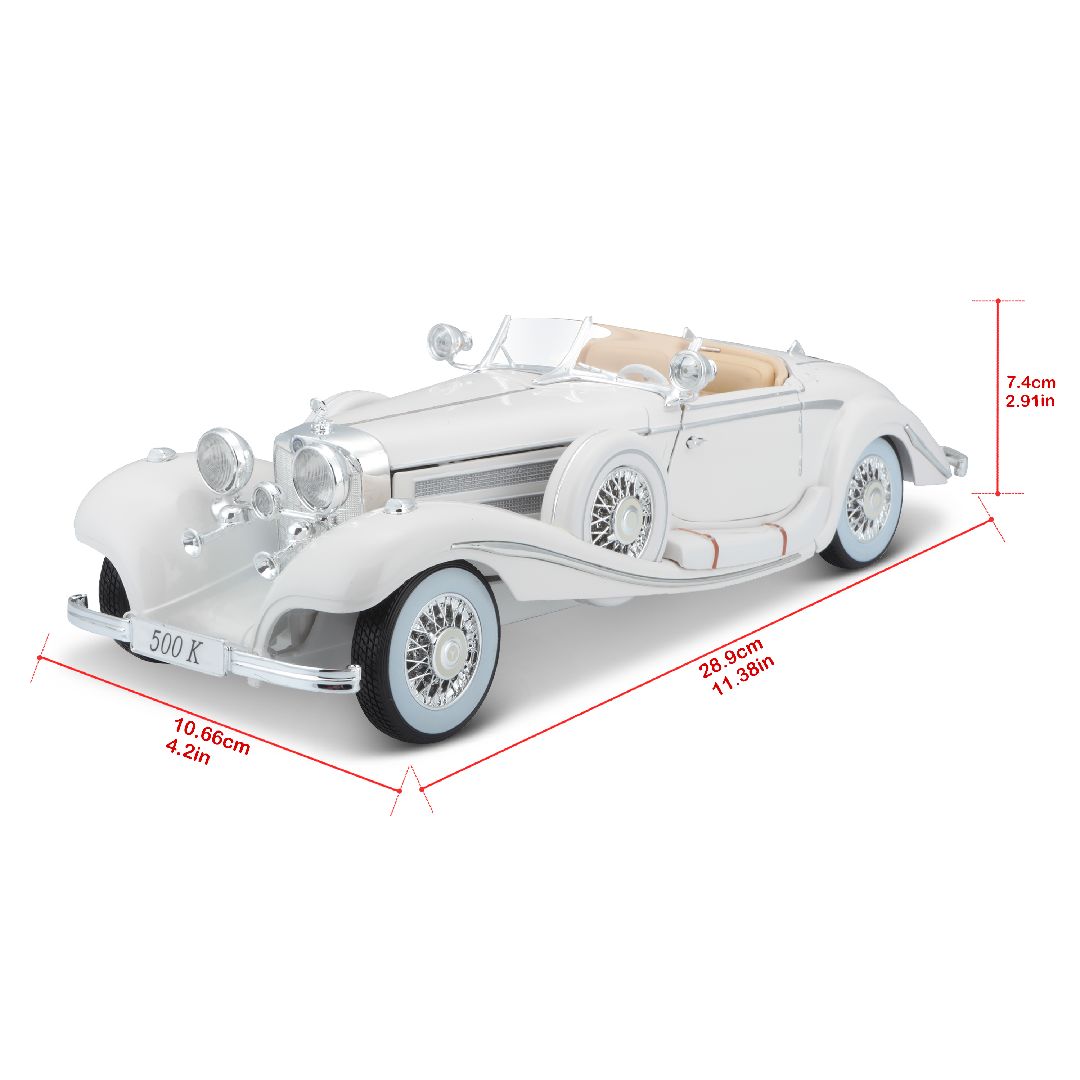Maisto 1/18 PE 1936 M-B 500 K Typ Specialroadster (White) – image 17