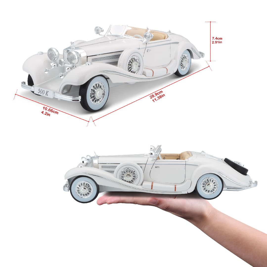 Maisto 1/18 PE 1936 M-B 500 K Typ Specialroadster (White) – image 18