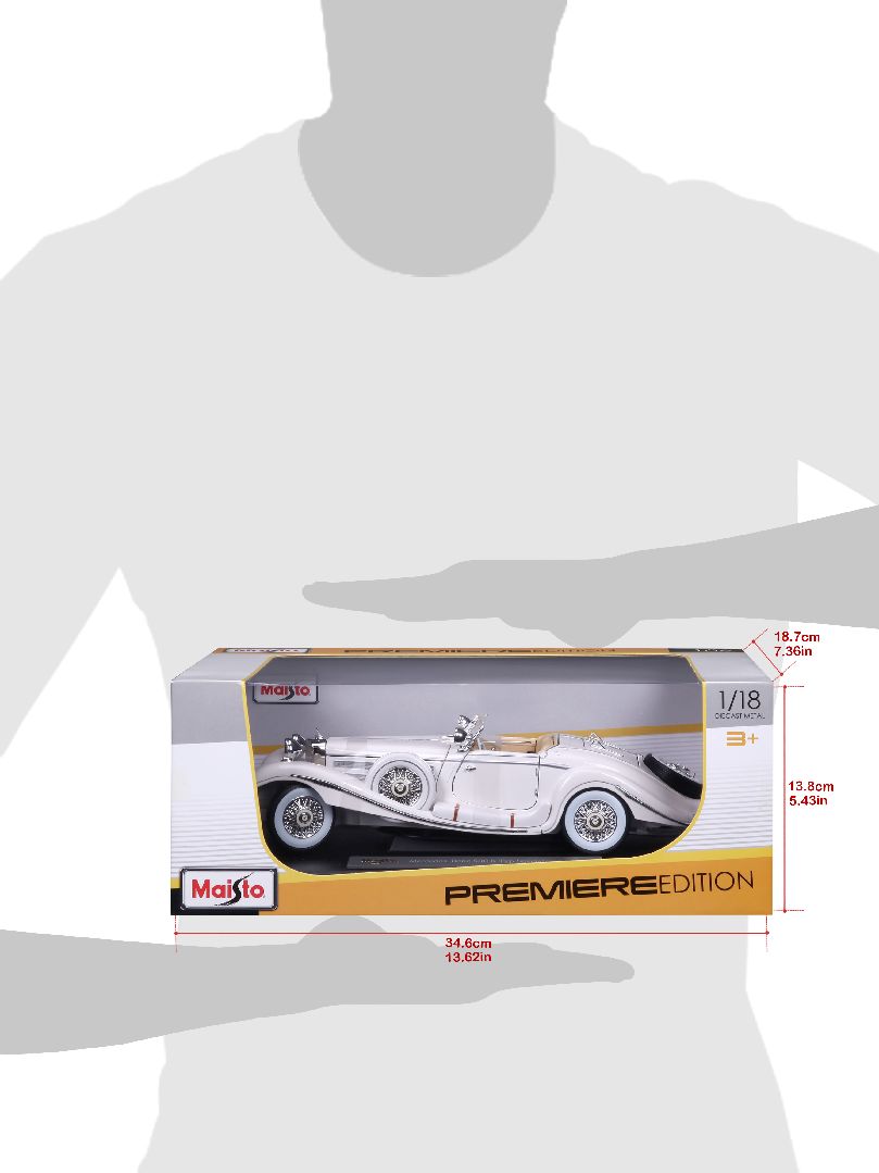 Maisto 1/18 PE 1936 M-B 500 K Typ Specialroadster (White) – image 19