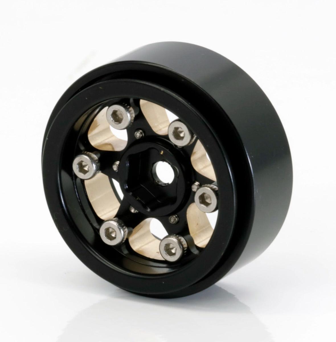 Powerhobby 1.0" Black Brass Beadlock Crawler Wheels 1/24 Axial SCX24 thumbnail 3