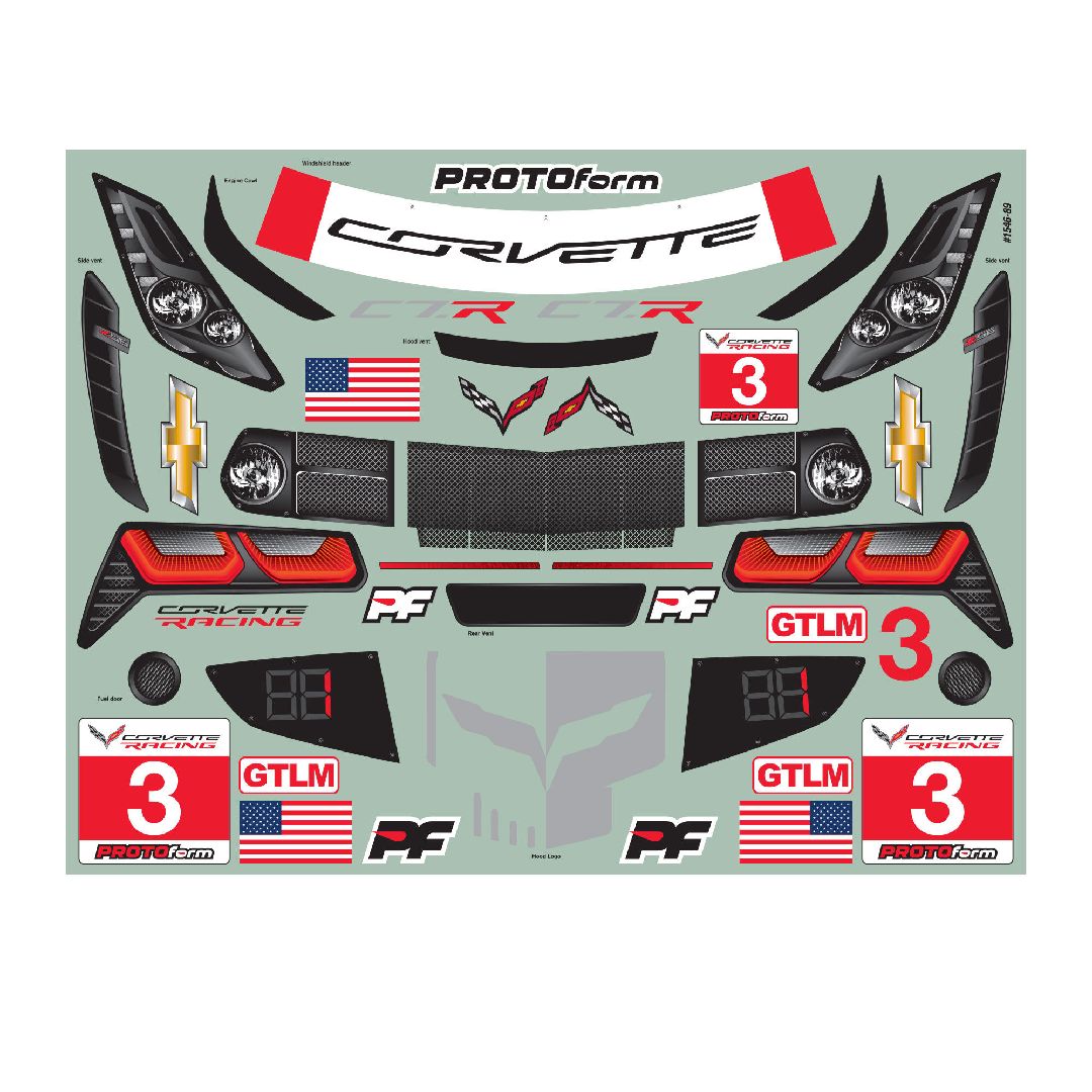 Protoform 1/8 Chevrolet Corvette C7.R Clear Body:GT,Long WB – image 6