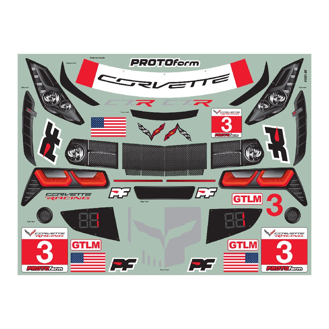 Protoform 1/8 Corvette C7.R Clear Body :GT, Short Wheelbase – image 2