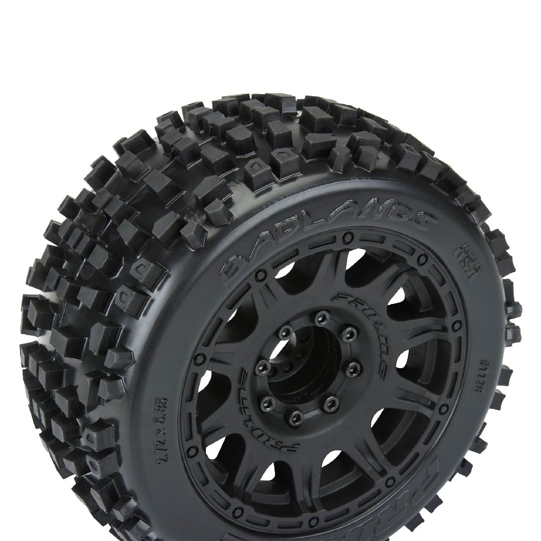 Pro-Line Badlands 3.8" Tires on Black  Removable Hex Wheels (2) – image 2