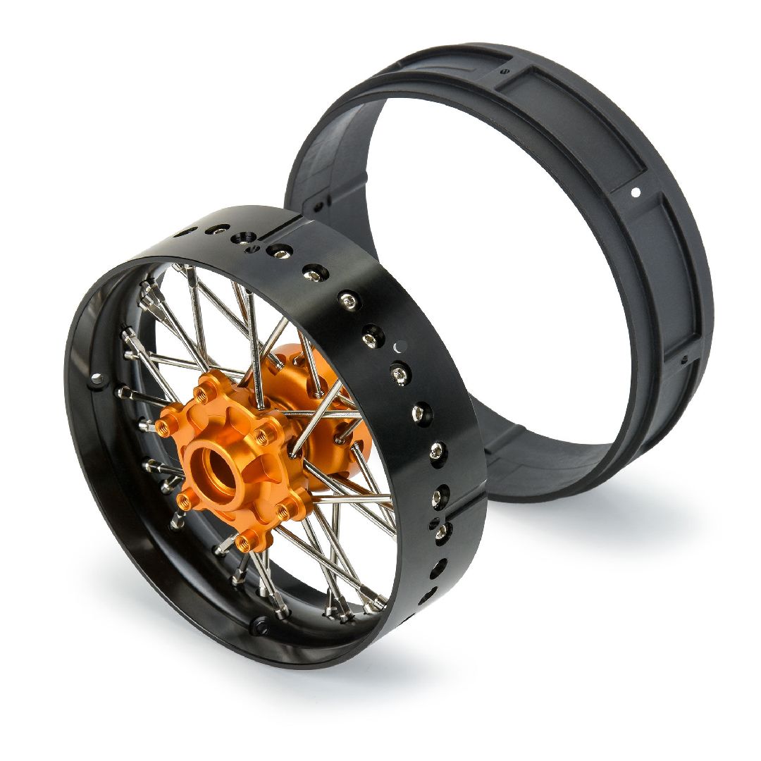 Pro-Line Pro-Spec Alum Front Wheel Assembled, Black/Gold – image 3