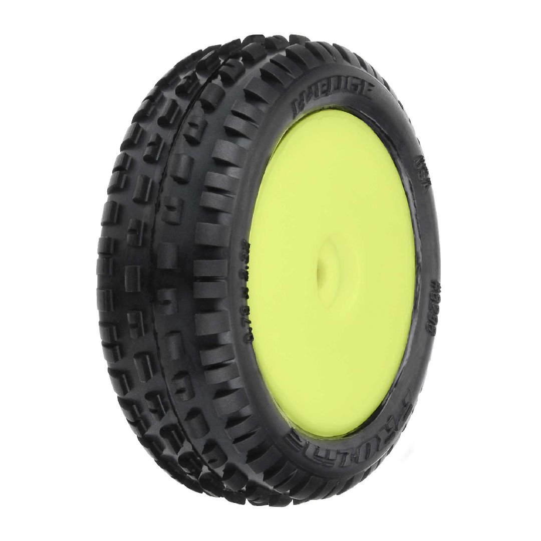 Pro-Line Wedge Carpet Mini-B Tires on Yellow Wheels (2) – image 2