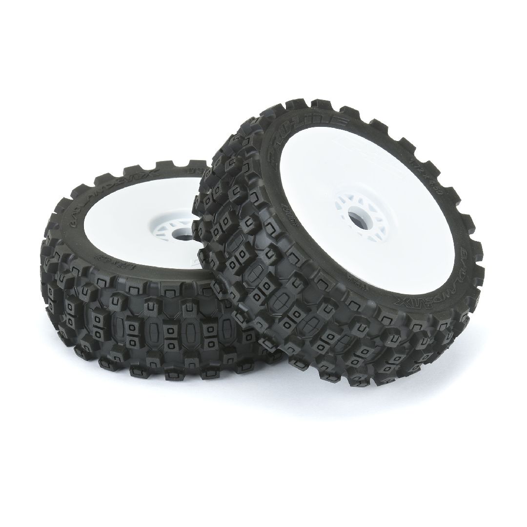 Pro-Line Badlands (Medium) Tires on White Wheels (2) – image 3