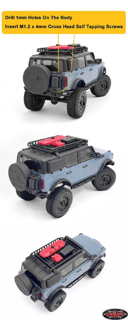 RC4WD Spare Tire Holder w/ Fuel Tank for Axial SCX24 2021 Bronco – image 4