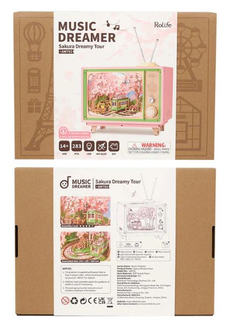 Rolife Sakura Dreamy Tour DIY Music Box 3D Wooden Puzzle – image 2